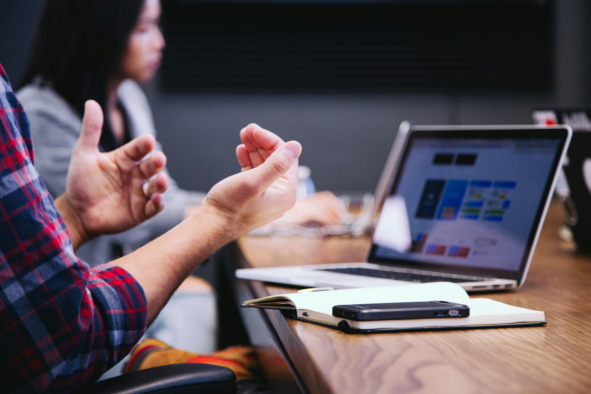 Reviewing a business app dashboard together